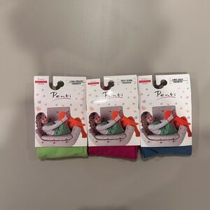 3 Pack of Extra Cotton 6-8 Years Old Girl Tights Colorful and nonPatterned Trio4